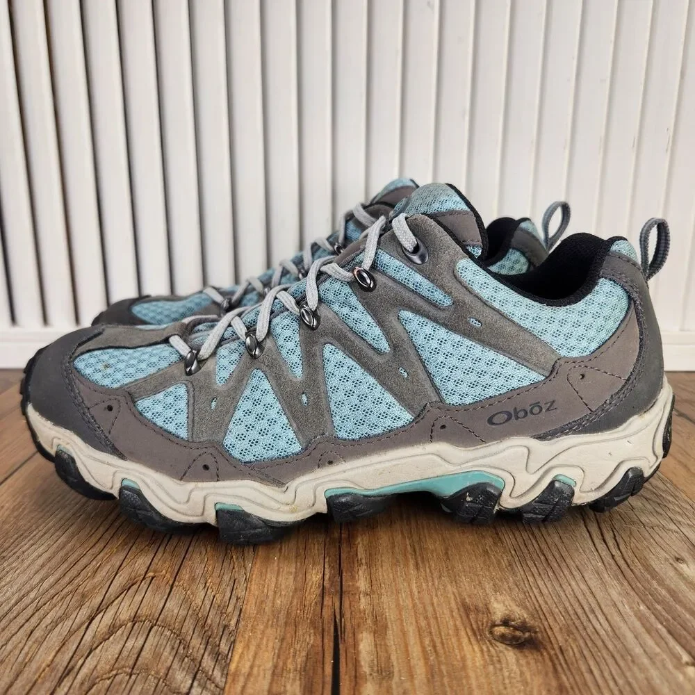 Oboz Luna Low Hiking Shoes Womens Sz 8.5 Blue Gray Outdoors Trail Trek Sneakers